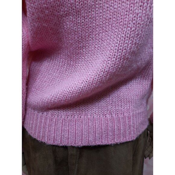 Vintage 80s Sweater Size S Bubblegum Pink Fairy Coquette Faux Pearl Buttons - Picture 11 of 12